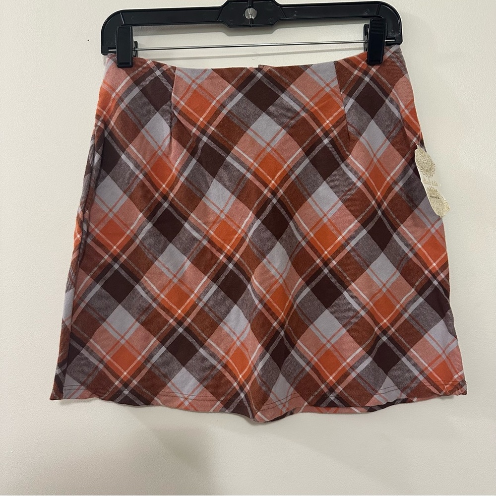 Altar'd State Orange Plaid Mini‎ Skirt Size Medium Made in USA Preppy